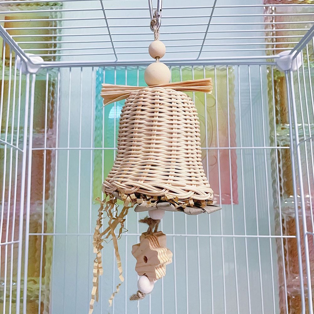 Parrot Bird Toys Rattan Raffia Shredded Paper Chewing Hot Air Balloon Takraw Ball Teething Boredom Relief Swing
