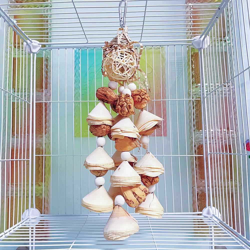 Parrot Bird Toys Wood Chip Flower Chewing String Natural Fruit Rattan Shredded Paper Chewing Relieve Boredom Birdcage Supplies