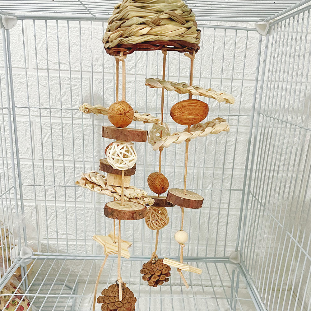 Parrot Chew Toys Natural Fruit Hanging String Corn Husk Chewing Toy Bird Supplies Cage Pendant