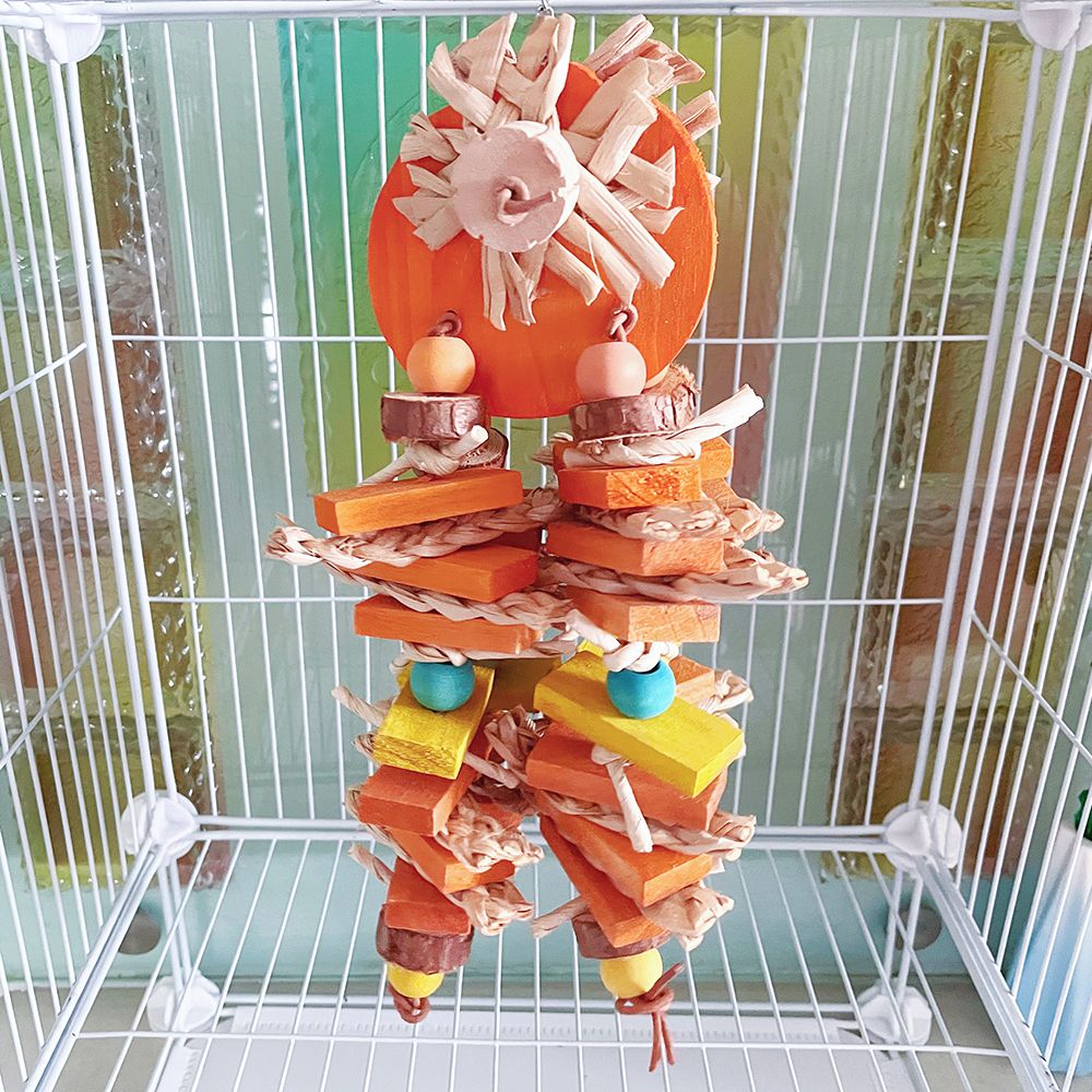 Parrot Chew Toys Wooden Chew String Corn Husk Teething Toys Cockatiel Tiger Skin Straw Bird Cage Small Pet Supplies