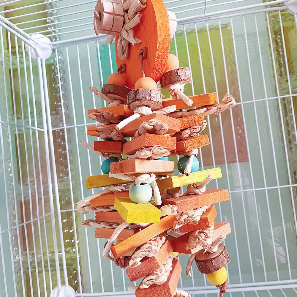 Parrot Chew Toys Wooden Chew String Corn Husk Teething Toys Cockatiel Tiger Skin Straw Bird Cage Small Pet Supplies